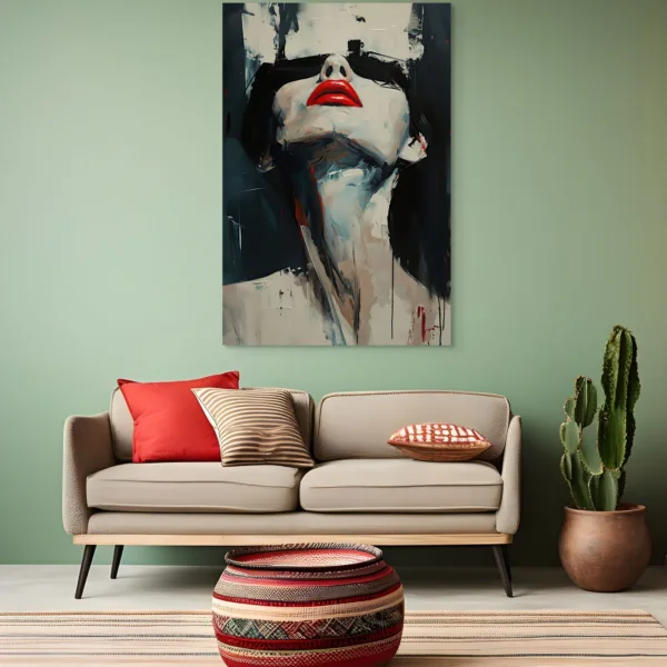Tableau Rouge Énigmatique – Abstrait – vue 2