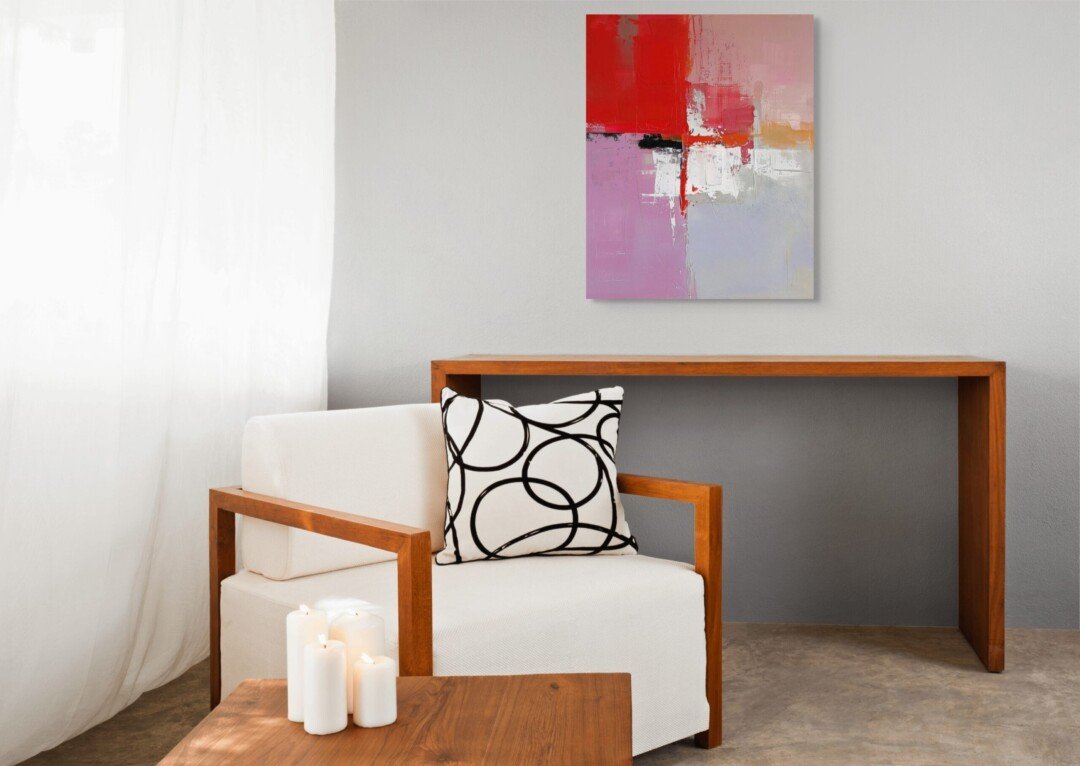 inspiration.ma - Fusion Écarlate - Abstraction Moderne - pinky red scaled